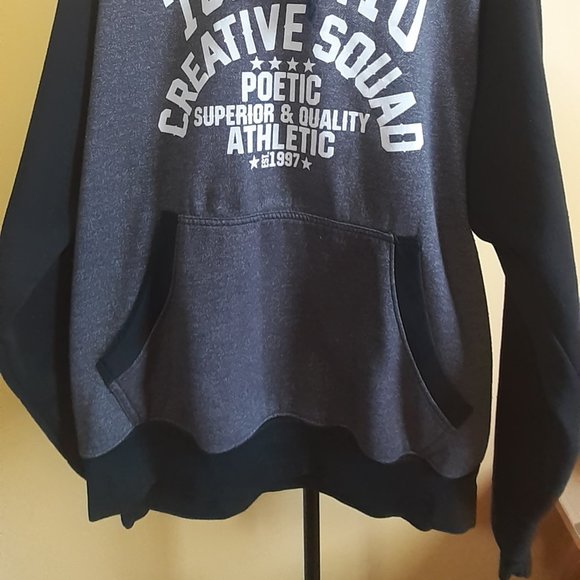 XL Men's Swag On Charcoal Gray and Black Sleeve Hooded Sweater - Picture 3 of 8